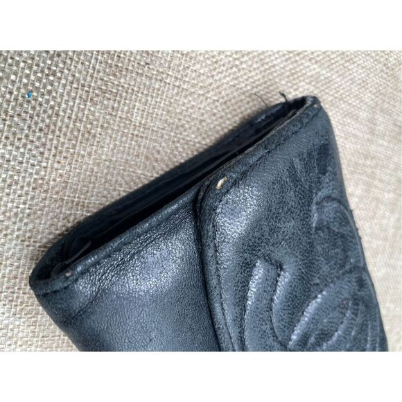 Vintage Channel Black Leather Wallet Women’s Unisex Good Condition Read Details - Picture 5 of 16